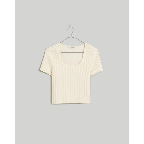 Madewell Ottoman Crop Sweater Tee in Bright Ivory XSmall New Womens Top - Picture 7 of 11